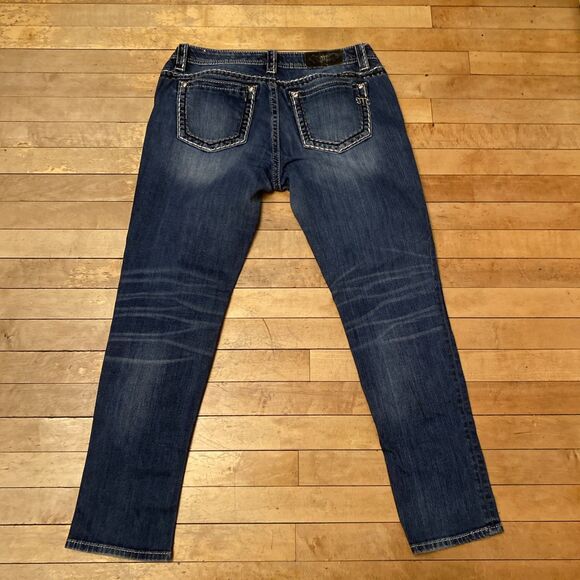 Miss Me Jeans Women’s Size 32 Mid Rise Skinny Embroidered Denim Stretch - Picture 11 of 16